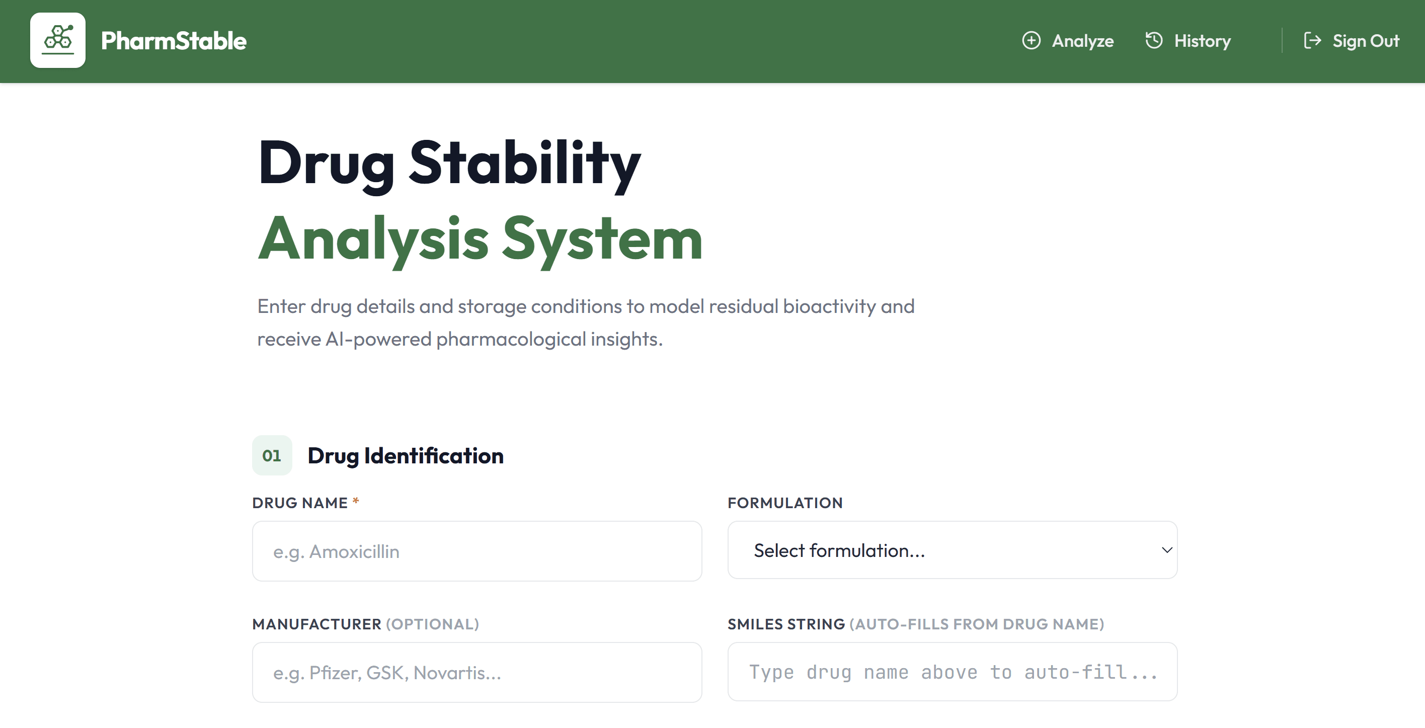 Drug identification and storage conditions